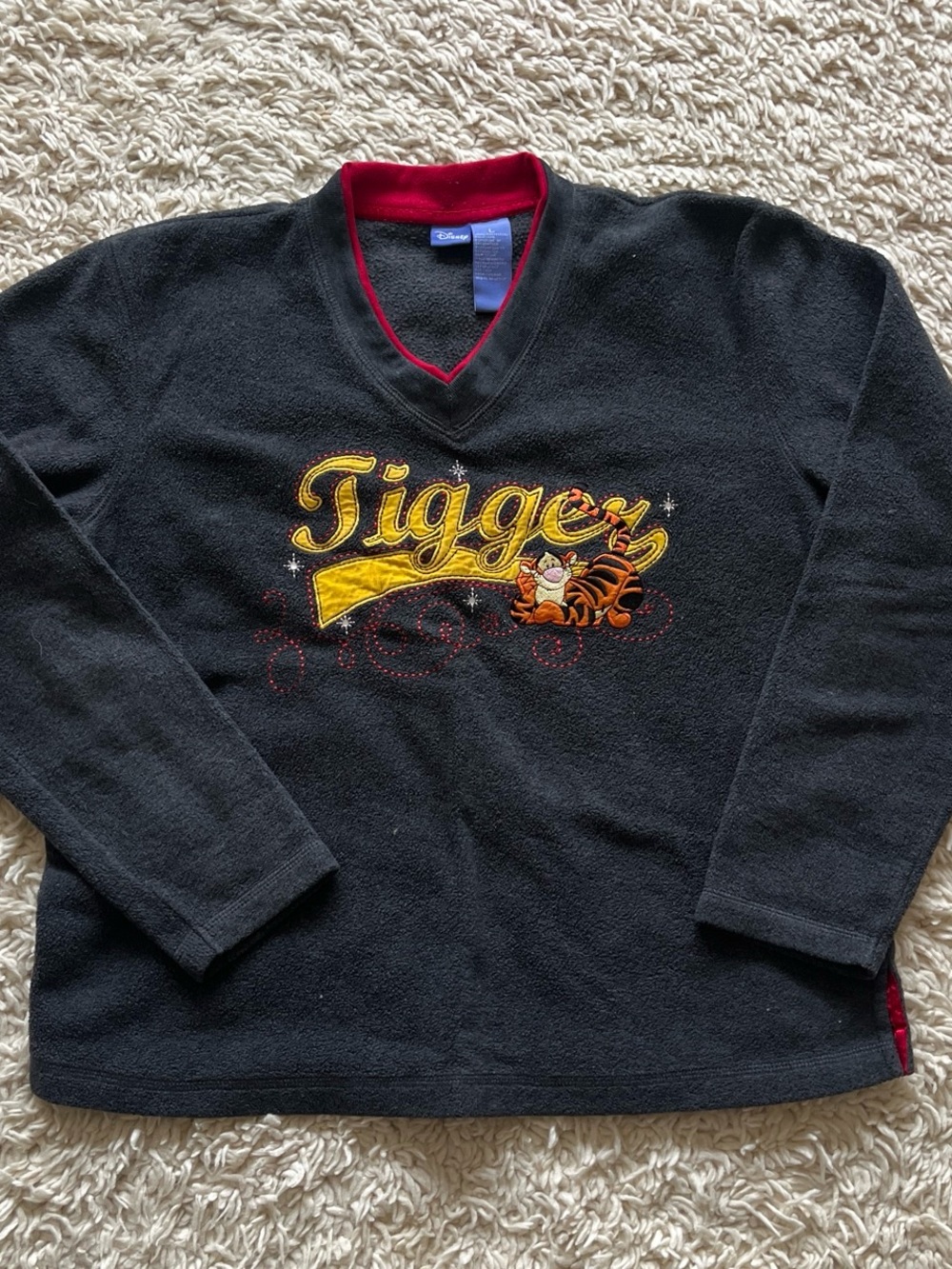 Disney Tigger Fleece V-Neck Pullover Size L